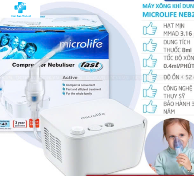 Máy xông khí dung Microlife NEB200 hỗ trợ các bệnh viêm mũi, viêm xoang